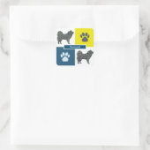 Samoyed Dog & Paw Y&B Grid Vierkante Sticker (Tas)