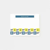 Samoyed Dog & Paw Yellow & Blue Grid Silhouette Post-it® Notes (Voorkant)