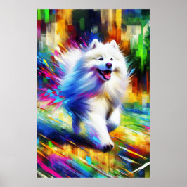 Samoyed Dog Portrait Acryl Art Poster