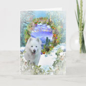 Samoyed Dog PRETTIGE FEESTDAGEN CHRISTMAS-kaart Kaart (Voorkant)