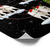 Samoyed Dog Santa Sleigh Flying Funny Magical Chri Poster (Hoek)