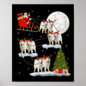 Samoyed Dog Santa Sleigh Flying Funny Magical Chri Poster (Voorkant)