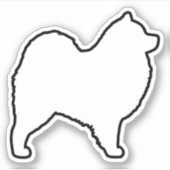 Samoyed Dog Silhouet Omtrek Vinyl Sticker (Voorkant)