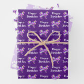 Samoyed Dog Silhouet Paarse Happy Birthday Inpakpapier Vel (In situ)