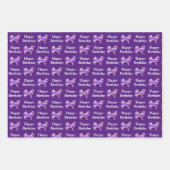 Samoyed Dog Silhouet Paarse Happy Birthday Inpakpapier Vel (Voorkant)