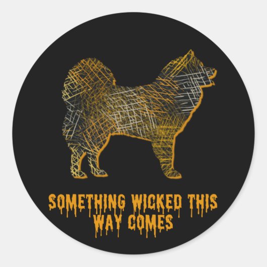 Samoyed Dog Silhouette Fun Halloween Ronde Sticker (Voorkant)