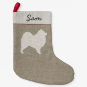 Samoyed Dog Silhouette Personalized Holiday Xmas Kleine Kerstsok (Voorkant)