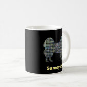 Samoyed Dog Silhouette Yellow & Black Grid Koffiemok (Voorkant rechts)