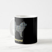 Samoyed Dog Silhouette Yellow & Black Grid Koffiemok (Voorkant links)
