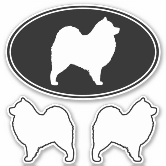 Samoyed Dog Silhouetten Vinyl Sticker Set (Voorkant)