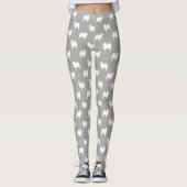 Samoyed Dog Silhouettes Pattern Grey and White Leggings (Voorkant)