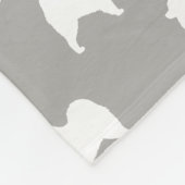 Samoyed Dog Silhouettes Pattern White en Grey Fleece Deken (Hoek)