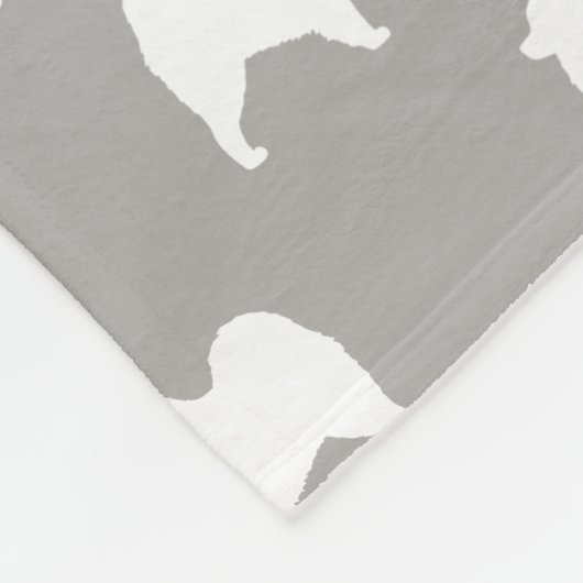 Samoyed Dog Silhouettes Pattern White en Grey Fleece Deken (Hoek)