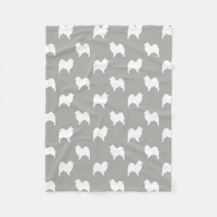Samoyed Dog Silhouettes Pattern White en Grey Fleece Deken