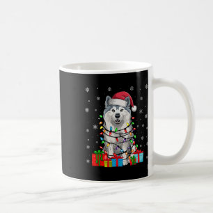 Samoyed Dog Ugly Xmas Lights Santa Hat Samoyed Dog Koffiemok