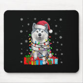 Samoyed Dog Ugly Xmas Lights Santa Hat Samoyed Dog Muismat (Voorkant)