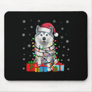 Samoyed Dog Ugly Xmas Lights Santa Hat Samoyed Dog Muismat