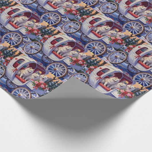 Samoyed Dog Valentine's Day  Cadeaupapier (Hoek)