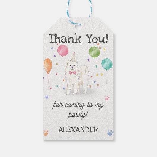 Samoyed Dog Verjaardag Dank u Gift Label Cadeaulabel (Achterkant)