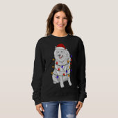 Samoyed Dog Wearing Kerstmis Pet Lights Trui (Voorkant volledig)