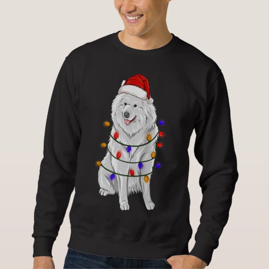 Samoyed Dog Wearing Kerstmis Pet Lights Trui (Voorkant)