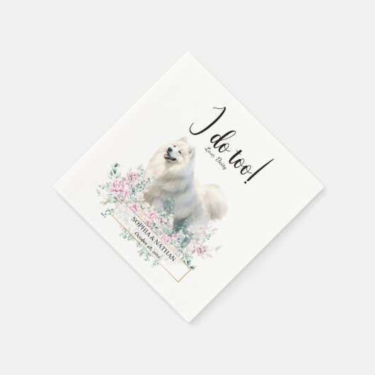 Samoyed Dog Wedding Cocktail Napkins Servet (Hoek)