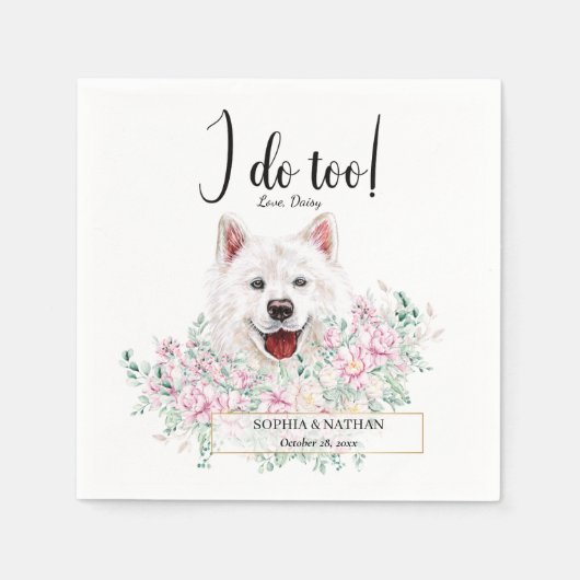 Samoyed Dog Wedding Cocktail Napkins Servet (Voorkant)