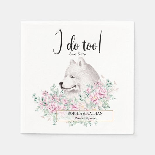 Samoyed Dog Wedding Cocktail Napkins Servet (Voorkant)