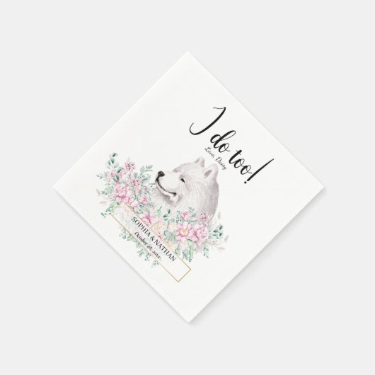 Samoyed Dog Wedding Cocktail Napkins Servet (Hoek)