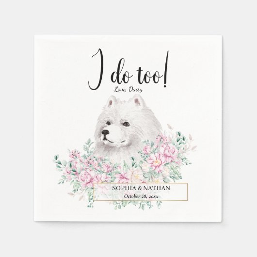 Samoyed Dog Wedding Cocktail Napkins Servet (Voorkant)