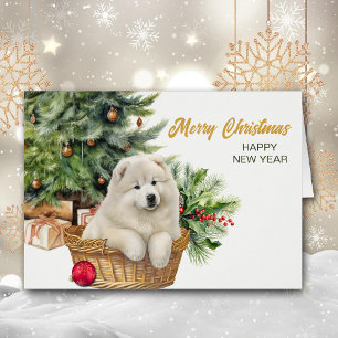 Samoyed Dog Wicker Mand Kerstboom