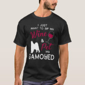 Samoyed Dog Wine Eigenaar Kerstmis T-shirt (Voorkant)