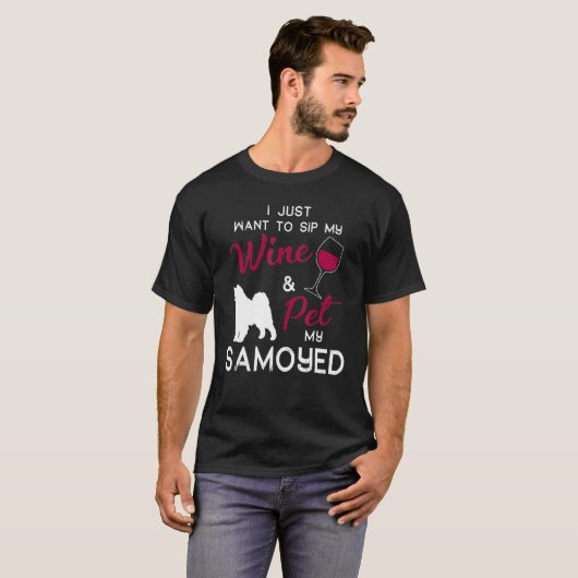 Samoyed Dog Wine Eigenaar Kerstmis T-shirt (Voorkant volledig)