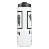 Samoyed Dog Yellow & Blue Grid Silhouette Thermosbeker (Voorkant)