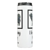 Samoyed Dog Yellow & Blue Grid Silhouette Thermosbeker (Achterkant)