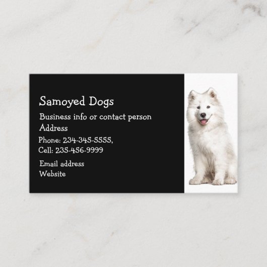 Samoyed Dogs Breeder Pet Sitter Visitekaartje (Voorkant)