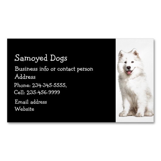 Samoyed Dogs Breeder Pet Sitter Visitekaartje Magnetisch Visitekaartje (Voorkant)