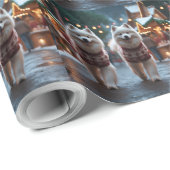 Samoyed Dogs Christmas Snow Holiday Cadeaupapier (Rol Hoek)