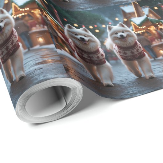 Samoyed Dogs Christmas Snow Holiday Cadeaupapier (Rol Hoek)