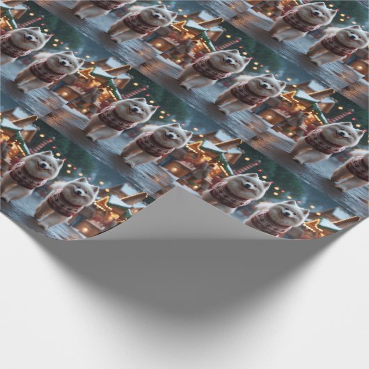 Samoyed Dogs Christmas Snow Holiday Cadeaupapier (Hoek)