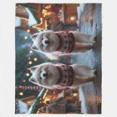 Samoyed Dogs Christmas Snow Holiday Fleece Deken (Voorkant)