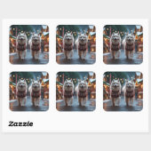 Samoyed Dogs Christmas Snow Holiday Vierkante Sticker (Vel)