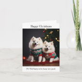 Samoyed Dogs Happy Christmas Kaart (Voorkant)