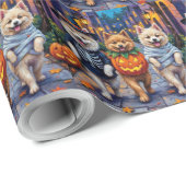 Samoyed Dogs Trick-or-Treating Halloween Costumes Cadeaupapier (Rol Hoek)