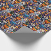 Samoyed Dogs Trick-or-Treating Halloween Costumes Cadeaupapier (Hoek)