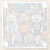 Samoyed Dogs Trick-or-Treating Halloween Costumes Glazen Onderzetter (Achterkant)