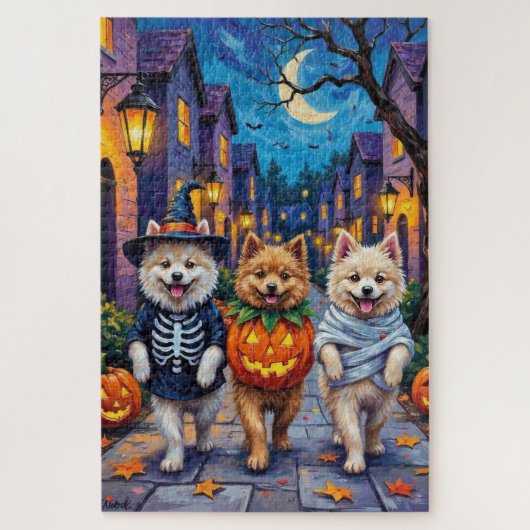 Samoyed Dogs Trick-or-Treating Halloween Costumes Legpuzzel (Verticaal)