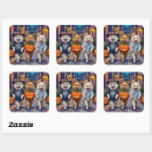 Samoyed Dogs Trick-or-Treating Halloween Costumes Vierkante Sticker (Vel)