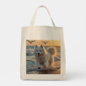 Samoyed Elegant Grocery Canvas tas (Achterkant)