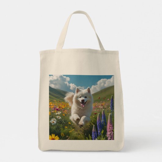 Samoyed Elegant Grocery Canvas tas (Achterkant)